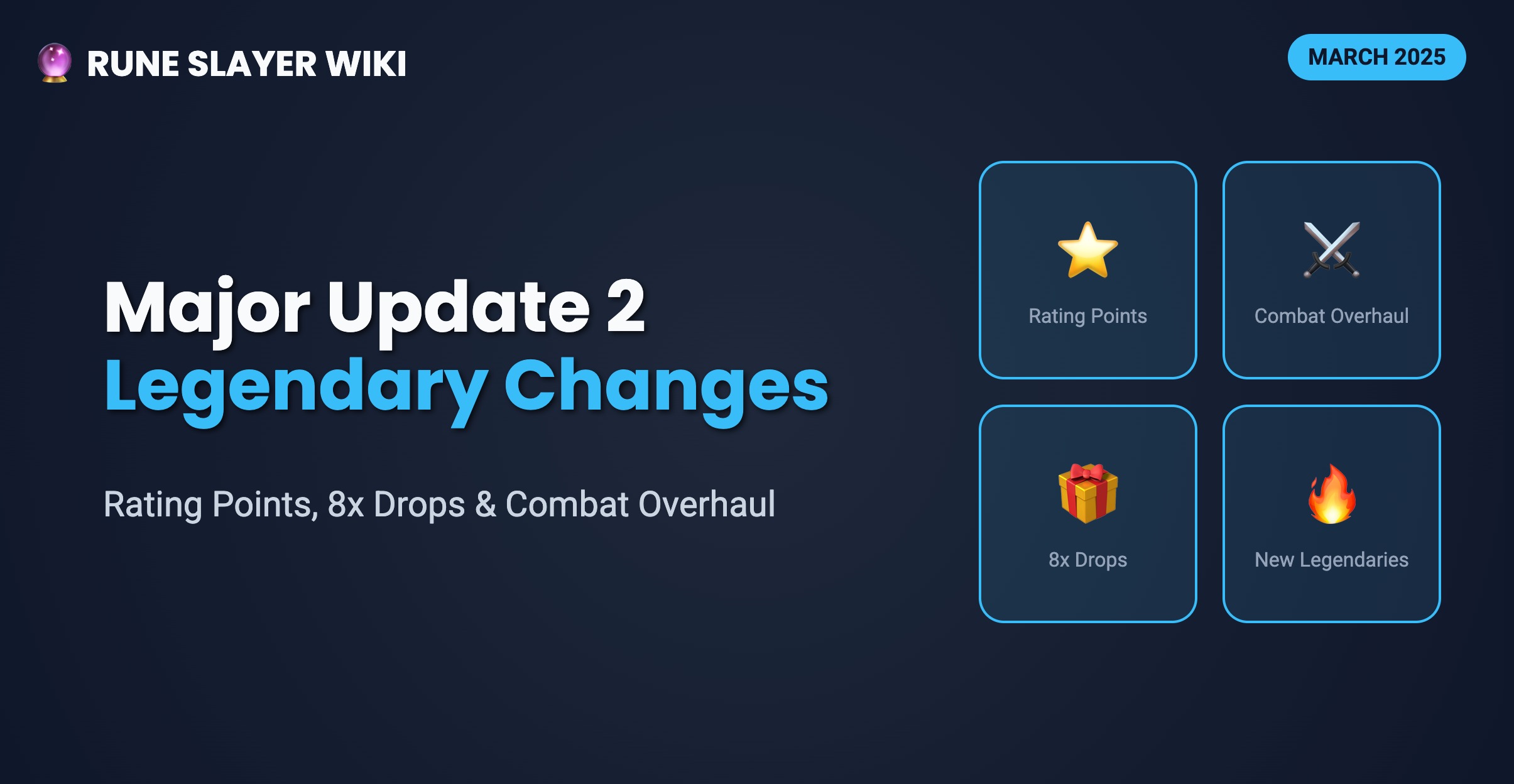 Rune Slayer March Update 2: Rating Points, 8x Drops, New Legendaries, Combat Overhaul & Economy Boost